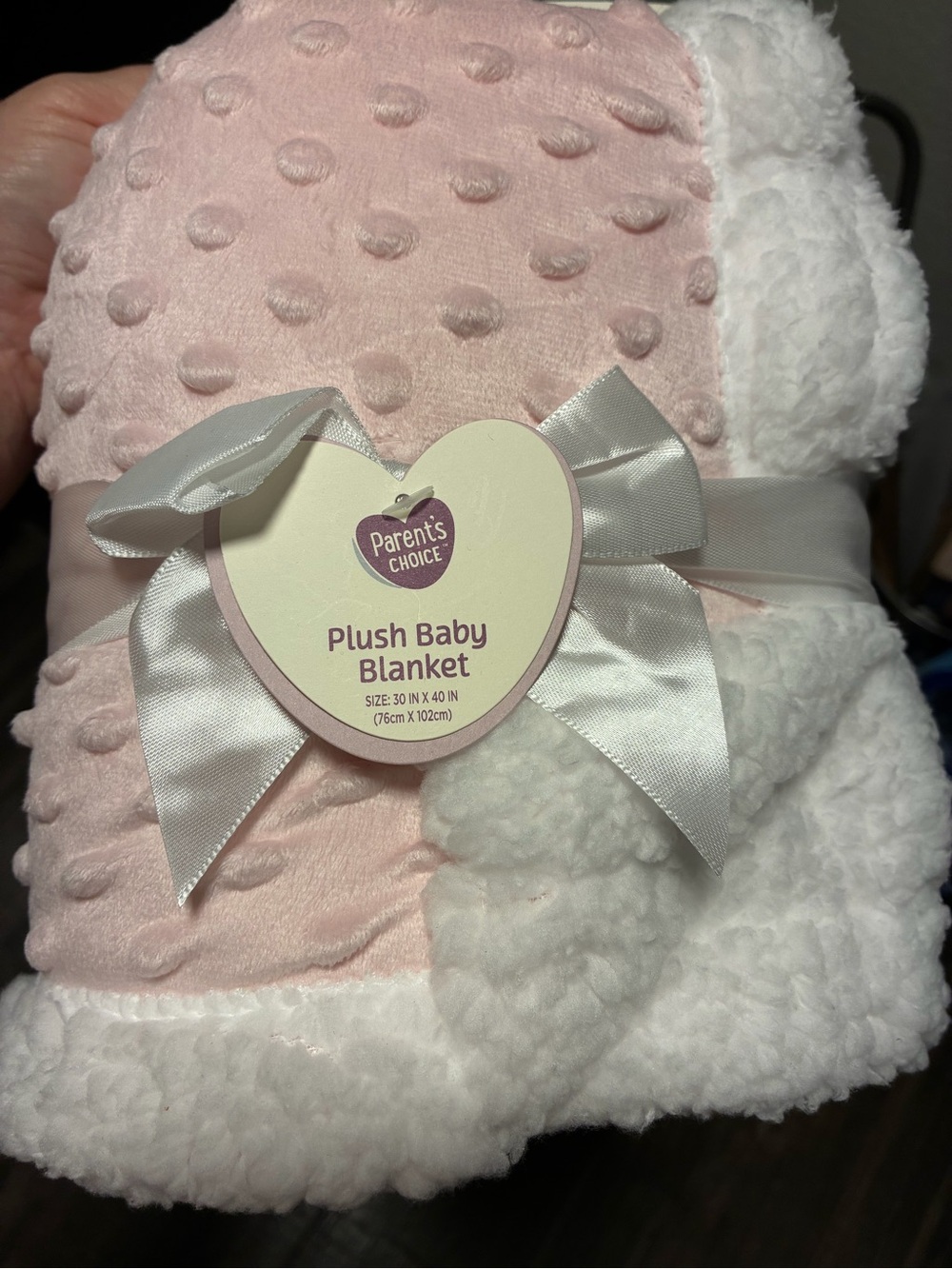 Parent's Choice Plush Baby Blanket - Pink & White